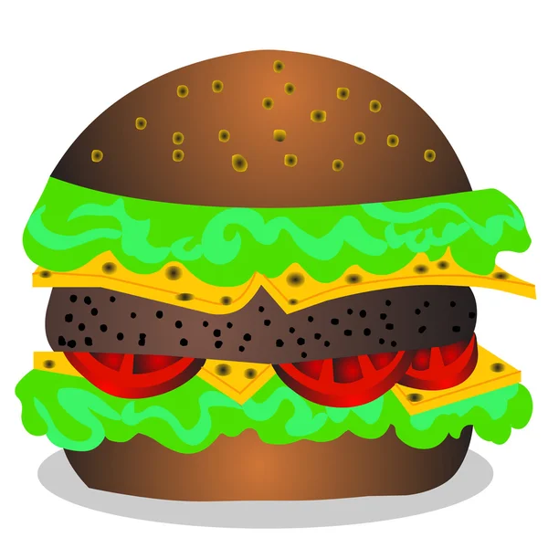 Der Hamburger mit Käse, Tomaten und Salat — Stockvektor