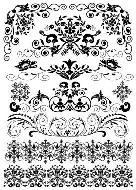 Set symmetrical black pattern is insulated clipart