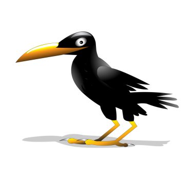 Solitary bird raven is insulated clipart