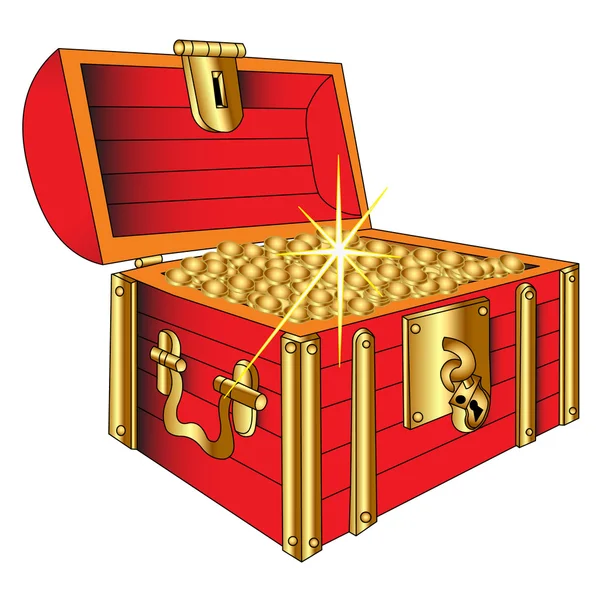 Truhe mit Gold (de) glänzender Münze — Stockvektor