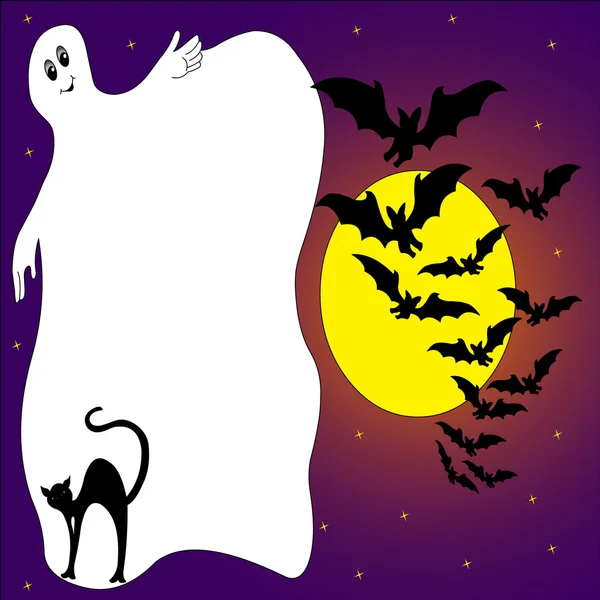 帧幽灵蝙蝠和猫 — 图库矢量图片