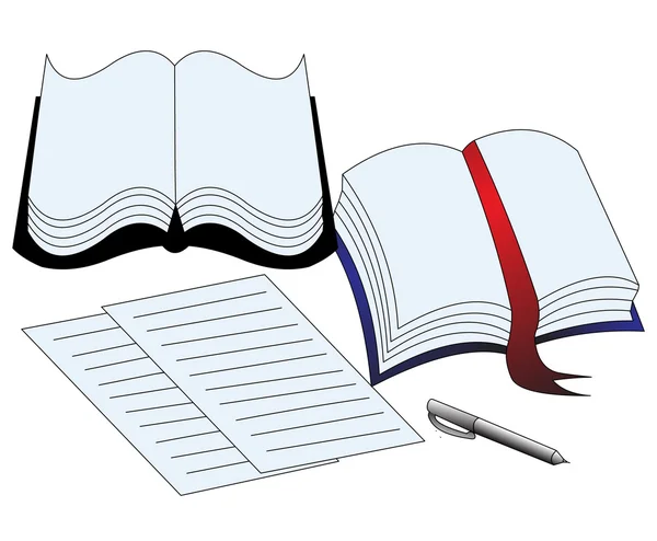 Ілюстрація книжкового паперу та ручки — стоковий вектор