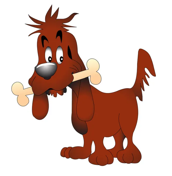 Ilustracja zabawny pies prowadzenie kości — Wektor stockowy