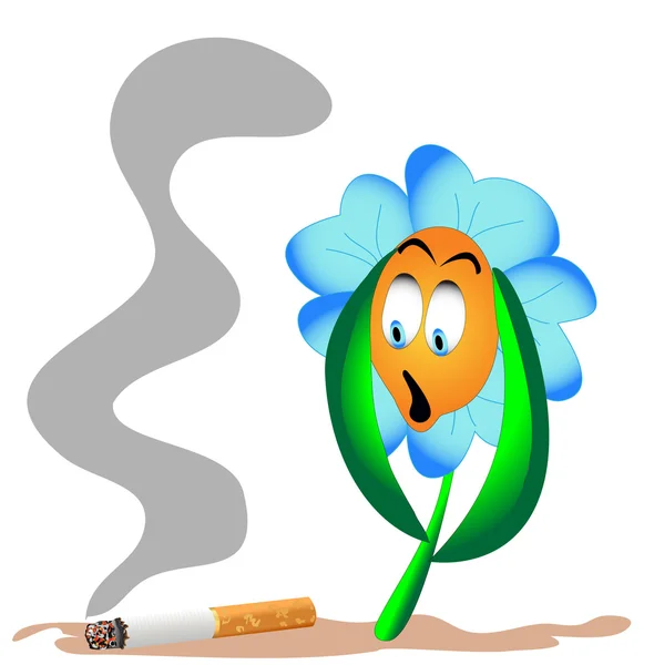 Flower from beside lying cigarette — Stock Vector