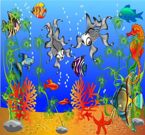 Des poissons et des algues — Image vectorielle