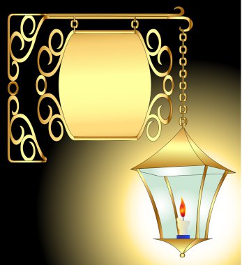 Old torch with candle and pattern clipart