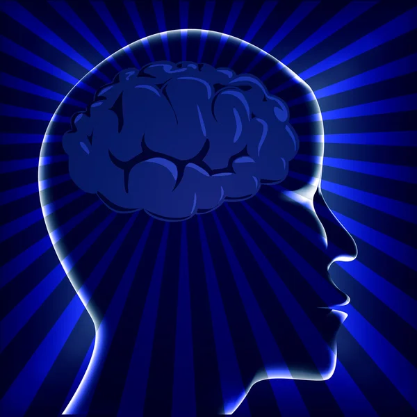 Illustration hjärnan mänskliga med ray på vända — Stockfoto