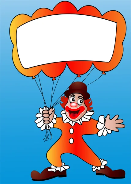 Clown with air ball and message — Stock Photo, Image
