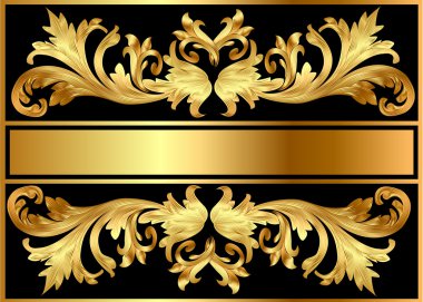 Background pattern frame from gild on black clipart