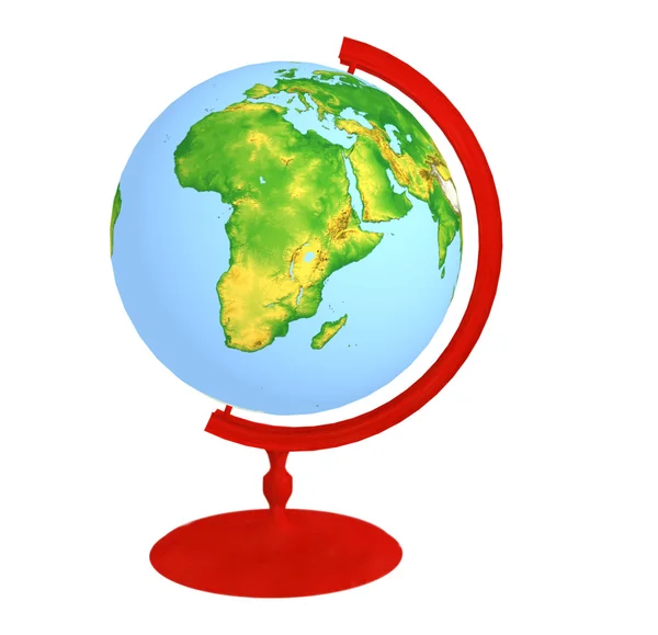 Globe op rode stand — Stockfoto