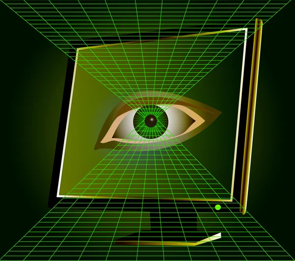 Eye watches from monitor of the computer — Stock Photo, Image