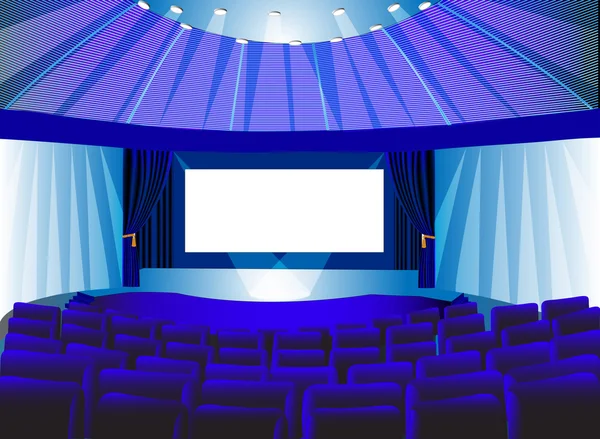 Local teatro azul con pantalla — Foto de Stock