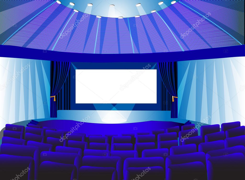 Premises blue theater with screen