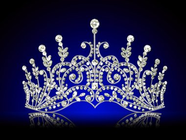 Diadem feminine with reflection on black lighted background clipart