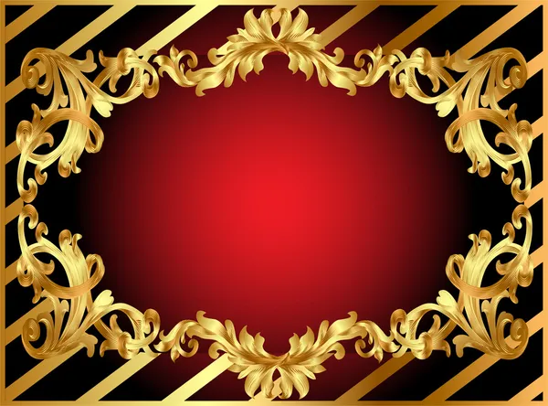 Gold frame with pattern and band — Stock Photo, Image