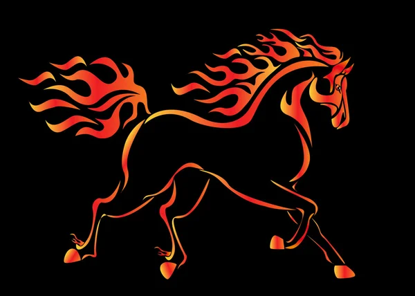 Paard brandende sprongen sha — Stockvector