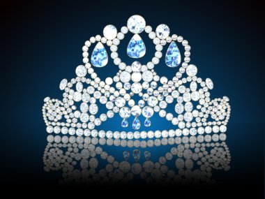 Diadem feminine with reflection on black translucent turn blue b clipart