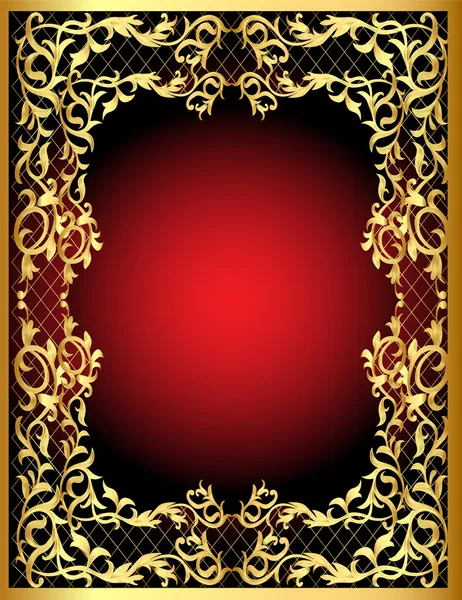 Plantaardige kronkelende gouden patroon frame — Stockvector