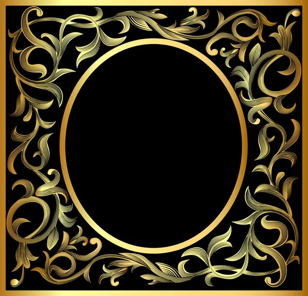 Plantaardige gouden patroon frame — Stockvector