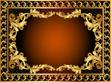 Gold frame with pattern and band clipart