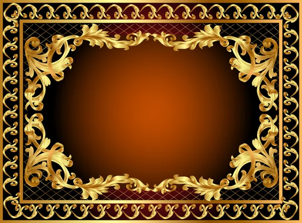 Gold frame with pattern and band — Stock Vector