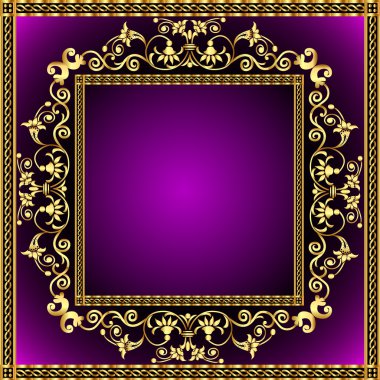 Illustration frame with gold pattern clipart