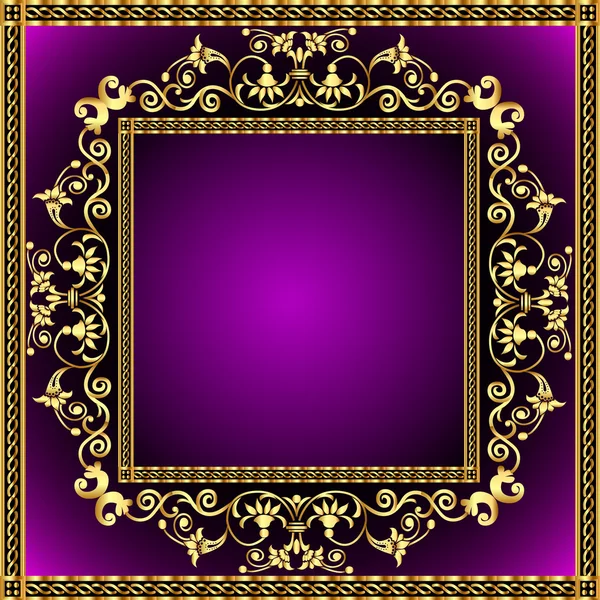 Illustration frame with gold pattern — Stock Vector