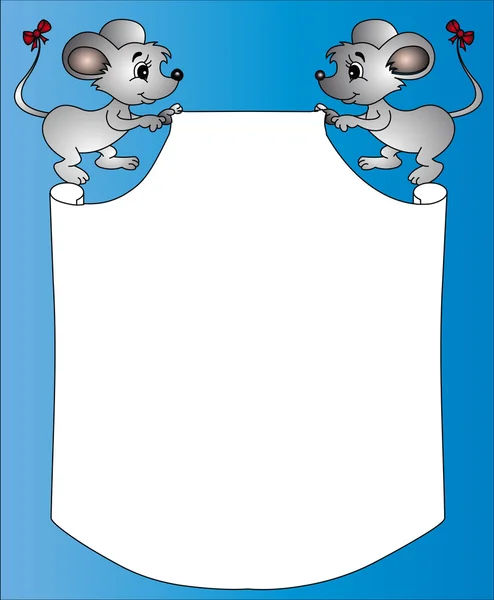 Dvě myši s listem papíru — Stockový vektor