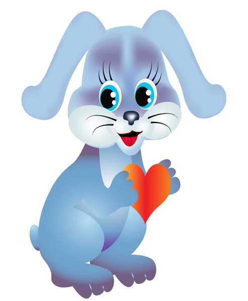Kaninchen hält Herz isoliert — Stockvektor
