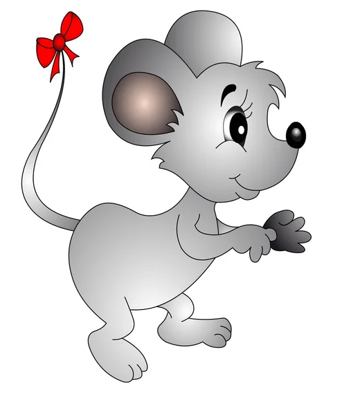 El Ratón con pequeño lazo en la cola — Vector de stock
