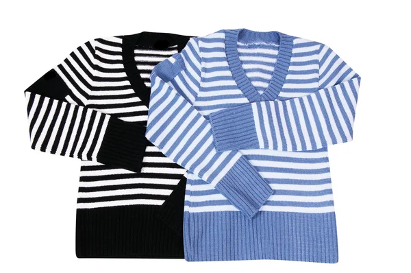 Dois suéteres coloridos esplêndidos em um branco — Fotografia de Stock