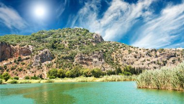 Tombs of the Lycian near the Dalyan river . clipart