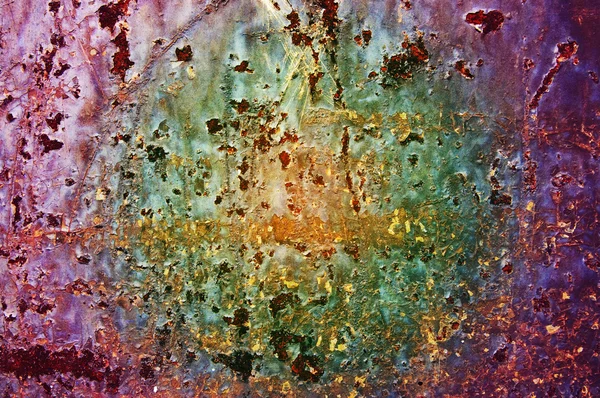 Tôle cannelée oxydée recouverte de vieille peinture — Photo
