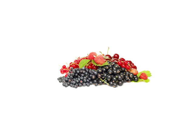 Coapte, fructe de padure mixte gustoase pe un alb . — Fotografie, imagine de stoc
