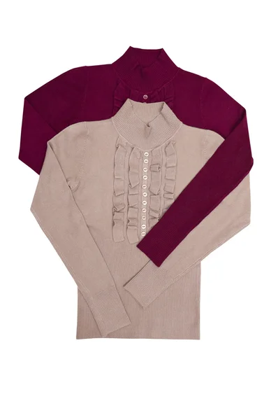 Elegante, moderne Pullover auf weißem. — Stockfoto