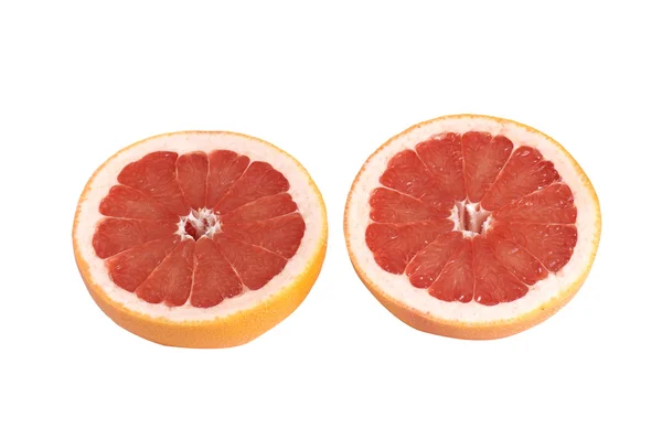 Saftige Stücke Grapefruit auf einem weißen. — Stockfoto