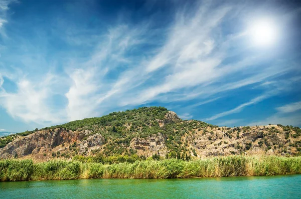 stock image Cemetery in the mountains. Dalyan. Turkish.