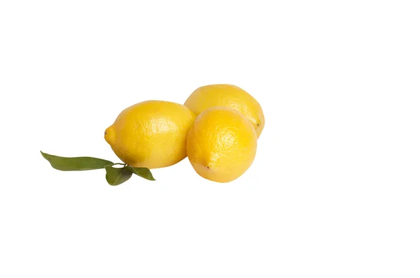 Limones con hojas sobre un blanco . — Foto de Stock