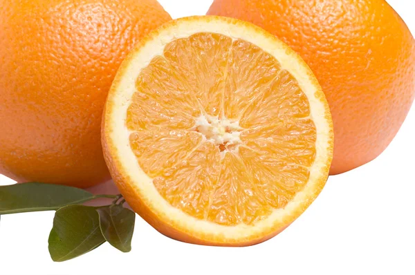 Apelsiner på en vit bakgrund. — Stockfoto