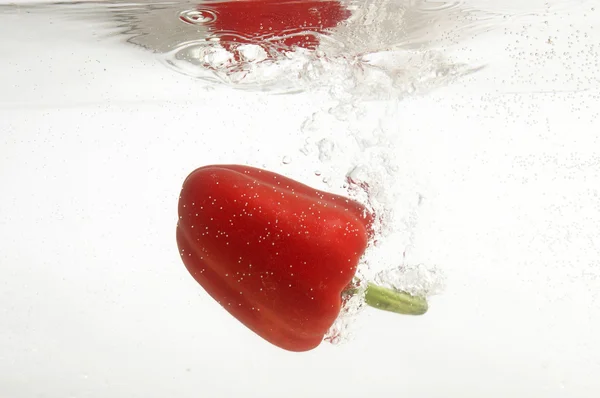 Pepper falling into water. — Stock Photo, Image