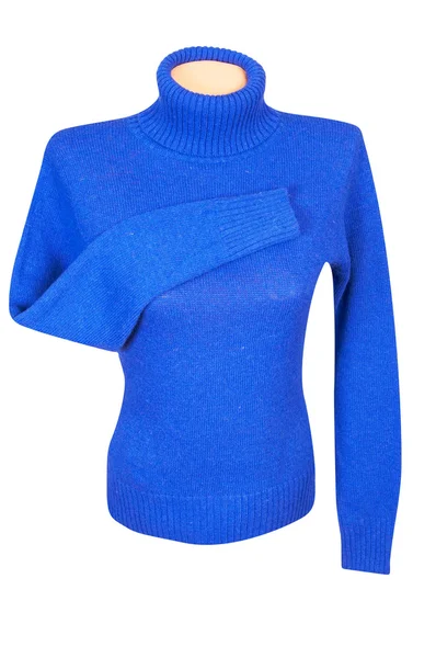Blauer moderner Pullover auf weißem. — Stockfoto