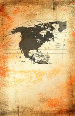 North America at the grunge texture. clipart