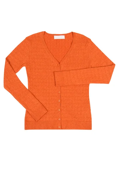 Eleganter orangefarbener Pullover auf weißem. — Stockfoto