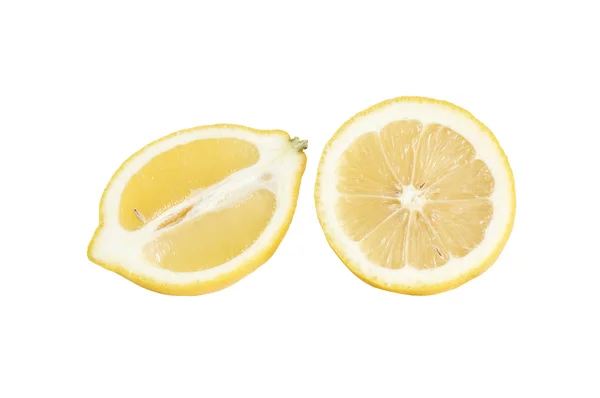 Μισό λεμόνι και γκρέιπφρουτ πάνω σε άσπροhälften av citron och grapefrukt på en vit. — Stockfoto