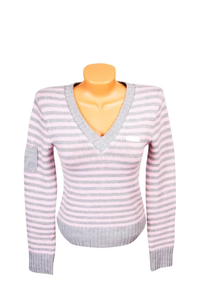 Fehér rózsaszín-szürke jumper. — Stock Fotó