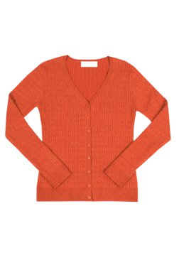 Elegant orange jumper on a white. clipart