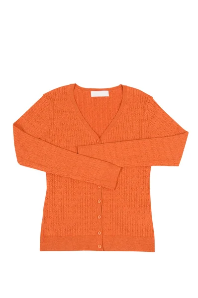 Eleganter orangefarbener Pullover auf weißem. — Stockfoto