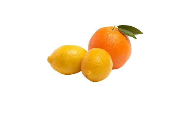 Πορτοκαλί και τα λεμόνια σε ένα λευκό. — Φωτογραφία Αρχείου