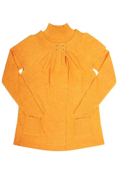 Moderne gelbe Tunika und Pullover auf einem weißen. — Stockfoto