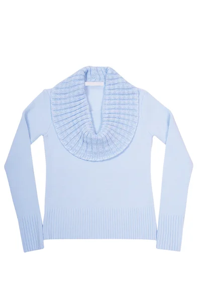 Nowoczesny niebieski sweter na biały. — Zdjęcie stockowe